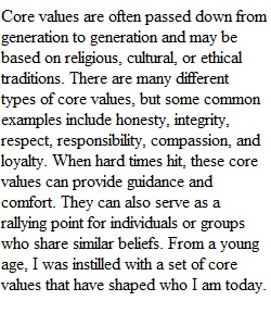 Core Values Essay